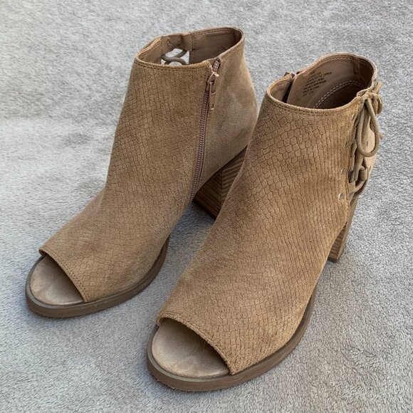 Nine West Mad Cool Peep Toe Suede Ankle Booties Sz 7.5 - Picture 6 of 16